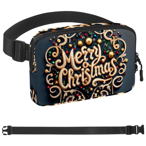 Weihnachts-Gürteltasche zum Laufen, Bauchtasche für Damen und Herren, Crossbody-Gürteltasche, Bauchtasche mit verstellbarem Riemen für Sport, Mehrfarbig 10, 1.5x9.0x5.9in/4x23x15cm von HOHODIY