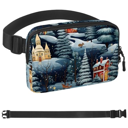 Weihnachts-Gürteltasche zum Laufen, Bauchtasche für Damen und Herren, Crossbody-Gürteltasche, Bauchtasche mit verstellbarem Riemen für Sport, Mehrfarbig 10, 1.5x9.0x5.9in/4x23x15cm von HOHODIY