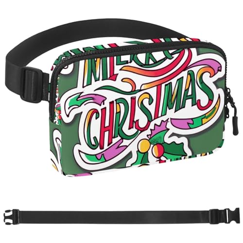 Weihnachts-Gürteltasche zum Laufen, Bauchtasche für Damen und Herren, Crossbody-Gürteltasche, Bauchtasche mit verstellbarem Riemen für Sport, Mehrfarbig 12, 1.5x9.0x5.9in/4x23x15cm von HOHODIY