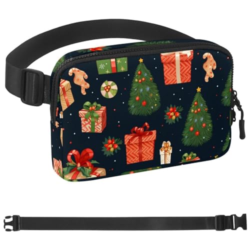 Weihnachts-Gürteltasche zum Laufen, Bauchtasche für Damen und Herren, Crossbody-Gürteltasche, Bauchtasche mit verstellbarem Riemen für Sport, Mehrfarbig 14, 1.5x9.0x5.9in/4x23x15cm von HOHODIY