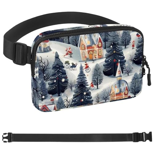 Weihnachts-Gürteltasche zum Laufen, Bauchtasche für Damen und Herren, Crossbody-Gürteltasche, Bauchtasche mit verstellbarem Riemen für Sport, Mehrfarbig 15, 1.5x9.0x5.9in/4x23x15cm von HOHODIY