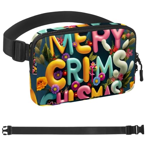 Weihnachts-Gürteltasche zum Laufen, Bauchtasche für Damen und Herren, Crossbody-Gürteltasche, Bauchtasche mit verstellbarem Riemen für Sport, Mehrfarbig 18, 1.5x9.0x5.9in/4x23x15cm von HOHODIY