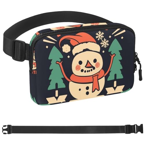 Weihnachts-Gürteltasche zum Laufen, Bauchtasche für Damen und Herren, Crossbody-Gürteltasche, Bauchtasche mit verstellbarem Riemen für Sport, Mehrfarbig 19, 1.5x9.0x5.9in/4x23x15cm von HOHODIY
