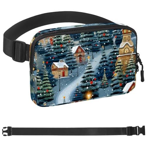 Weihnachts-Gürteltasche zum Laufen, Bauchtasche für Damen und Herren, Crossbody-Gürteltasche, Bauchtasche mit verstellbarem Riemen für Sport, Mehrfarbig 20, 1.5x9.0x5.9in/4x23x15cm von HOHODIY