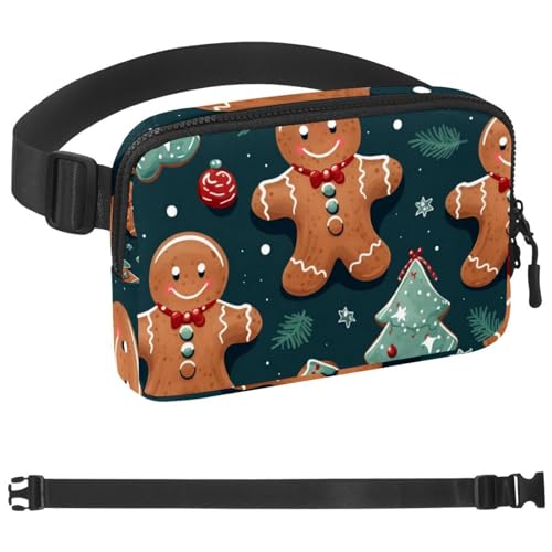 Weihnachts-Lebkuchenmann-Taschen-Laufgürtel für Damen und Herren, Handyhalterung zum Laufen, Bauchtasche für Damen und Herren, Halterung für Handy, Laufgürtel, verstellbare Größe, Mehrfarbig 16, von HOHODIY