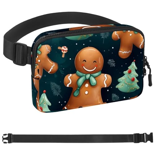 Weihnachts-Lebkuchenmann-Taschen-Laufgürtel für Damen und Herren, Handyhalterung zum Laufen, Bauchtasche für Damen und Herren, Halterung für Handy, Laufgürtel, verstellbare Größe, Mehrfarbig 09, von HOHODIY