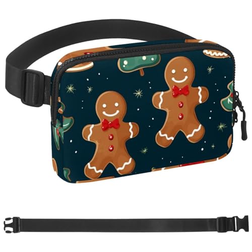 Weihnachts-Lebkuchenmann-Taschen-Laufgürtel für Damen und Herren, Handyhalterung zum Laufen, Bauchtasche für Damen und Herren, Halterung für Handy, Laufgürtel, verstellbare Größe, Mehrfarbig 20, von HOHODIY