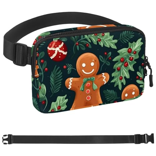 Weihnachts-Lebkuchenmann-Taschen-Laufgürtel für Damen und Herren, Handyhalterung zum Laufen, Bauchtasche für Damen und Herren, Halterung für Handy, Laufgürtel, verstellbare Größe, Mehrfarbig 02, von HOHODIY