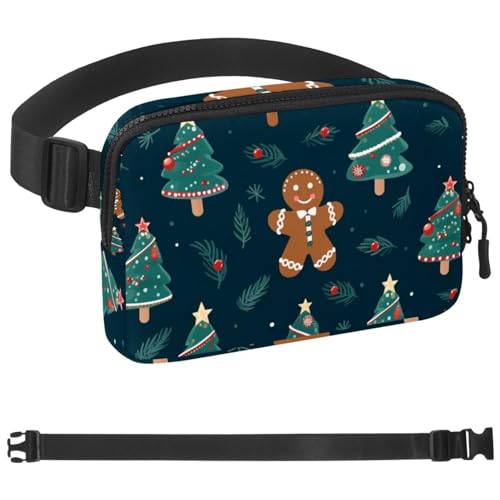 Weihnachts-Lebkuchenmann-Taschen-Laufgürtel für Damen und Herren, Handyhalterung zum Laufen, Bauchtasche für Damen und Herren, Halterung für Handy, Laufgürtel, verstellbare Größe, Multicolor 01, von HOHODIY