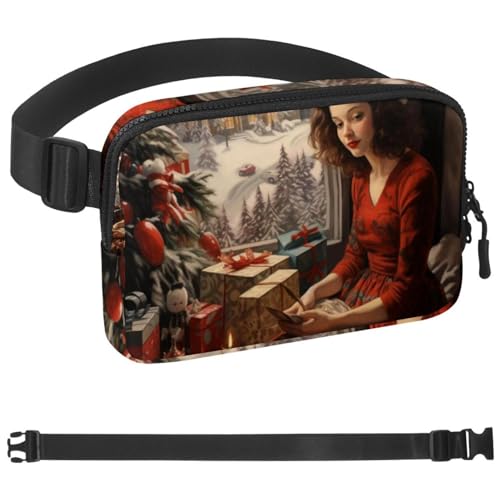 Weihnachts-Retro-Taschen-Laufgürtel für Damen und Herren, Handyhalterung zum Laufen, Bauchtasche für Damen und Herren, Halterung für Handy, Laufgürtel, verstellbare Größe, Mehrfarbig 06, von HOHODIY