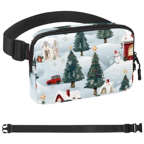 Weihnachtsbauchtasche für Herren und Damen, Wandergürtel, Laufgürtel, Jogging, Taschengürtel mit verstellbarem Riemen für Laufen, Wandern, Reisen, Mehrfarbig 09, 1.5x9.0x5.9in/4x23x15cm von HOHODIY