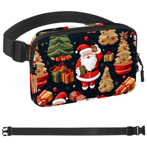 Weihnachtsbauchtasche für Herren und Damen, Wandergürtel, Laufgürtel, Jogging, Taschengürtel mit verstellbarem Riemen für Laufen, Wandern, Reisen, Mehrfarbig 12, 1.5x9.0x5.9in/4x23x15cm von HOHODIY
