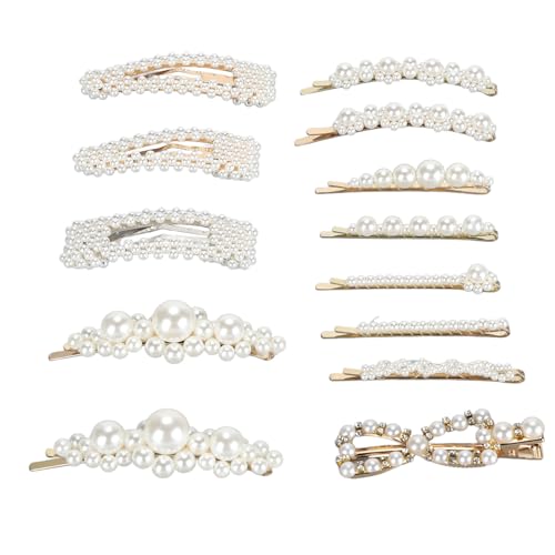 HOHXFYP 13 Stück Perlen Haarspangen, Dekorative Falsche Perlen Haarnadeln, Haarklammer, Ausgefallener Haarschmuck für Hochzeit, Bräute, Brautjungfern, Blumen, Frauen und Mädchen HOHXFYP 13 Stück Perlen Haarspangen, Dekorative Falsche Perlen Haarnadeln, Haarklammer, Ausgefallener Haarschmuck für Hochzeit, Bräute, Brautjungfern, Blumen, Frauen und Mädchen von HOHXFYP