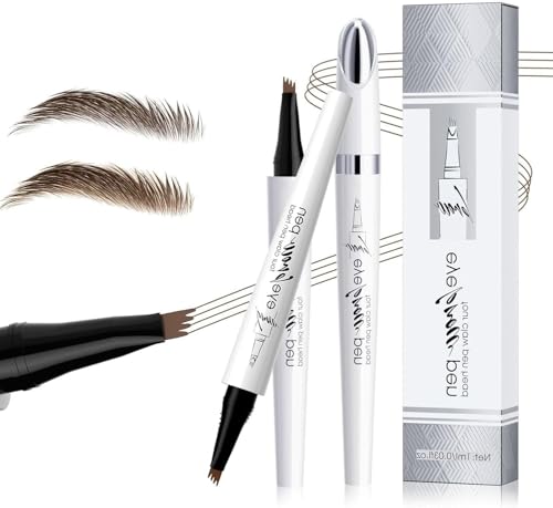 2024 Neuer Wasserfester Augenbrauenstift, 3D-Microblading-Augenbrauenstift-Konturstift, Langlebiger, Natürlicher, Feiner, Magischer Augenbrauenstift für Frauen und Mädchen (Hellbraun+Dunkelbraun) von HOIDOKLY