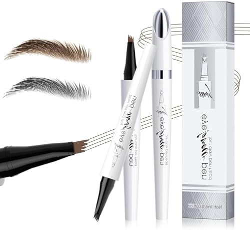 2024 Neuer Wasserfester Augenbrauenstift, 3D-Microblading-Augenbrauenstift-Konturstift, Langlebiger, Natürlicher, Feiner, Magischer Augenbrauenstift für Frauen und Mädchen (Hellbraun+Grau) von HOIDOKLY