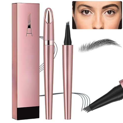 2025 Neu 3D Wasserdichter Microblading Augenbrauenstift, Upgrade Magie Microblading Eyebrow Pen mit 4 Gabelspitze, Augenbrauenstift Wasserfest für Natürliches Make up (Grau) von HOIDOKLY