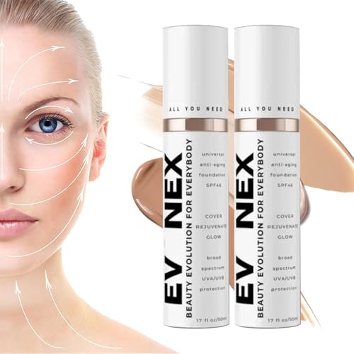 Evonex Age Defy Foundation, Getönte Anti Aging Feuchtigkeitscreme, Foundation Serum für Frauen, Universelle Tönung, Getönter Sonnenschutz für das Gesicht mit Leichter (2PCS) von HOIDOKLY