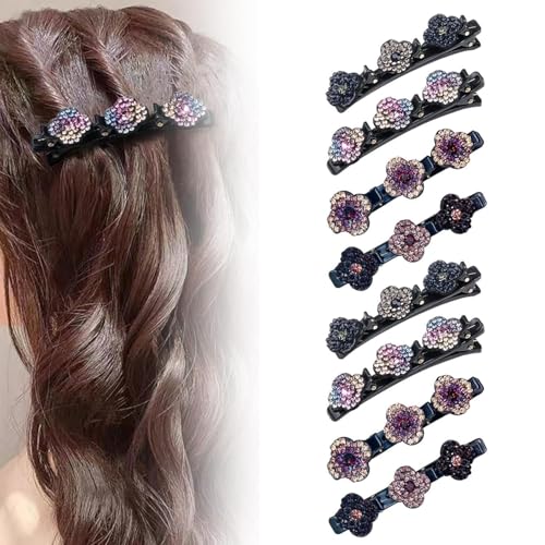 Glitzernde Kristall-Stein Geflochtene Haarspangen, Kolibri Haarspange mit Kristallblume, Geflochtene mit 3 Mini-Haarspangen, Doppelschicht-Mini-Haarspangen für Frauen Mädchen,Strass-Haarspange (8PCS) Glitzernde Kristall-Stein Geflochtene Haarspangen, Kolibri Haarspange mit Kristallblume, Geflochtene mit 3 Mini-Haarspangen, Doppelschicht-Mini-Haarspangen für Frauen Mädchen,Strass-Haarspange (8PCS) von HOIDOKLY