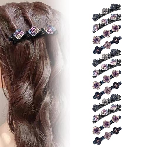 Glitzernde Kristall-Stein Geflochtene Haarspangen, Kolibri Haarspange mit Kristallblume, Geflochtene mit 3 Mini-Haarspangen, Doppelschicht-Mini-Haarspangen für Frauen Mädchen,Strass-Haarspange (12PCS) Glitzernde Kristall-Stein Geflochtene Haarspangen, Kolibri Haarspange mit Kristallblume, Geflochtene mit 3 Mini-Haarspangen, Doppelschicht-Mini-Haarspangen für Frauen Mädchen,Strass-Haarspange (12PCS) von HOIDOKLY