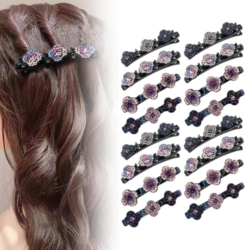 Glitzernde Kristall-Stein Geflochtene Haarspangen, Kolibri Haarspange mit Kristallblume, Geflochtene mit 3 Mini-Haarspangen, Doppelschicht-Mini-Haarspangen für Frauen Mädchen,Strass-Haarspange (16PCS) Glitzernde Kristall-Stein Geflochtene Haarspangen, Kolibri Haarspange mit Kristallblume, Geflochtene mit 3 Mini-Haarspangen, Doppelschicht-Mini-Haarspangen für Frauen Mädchen,Strass-Haarspange (16PCS) von HOIDOKLY