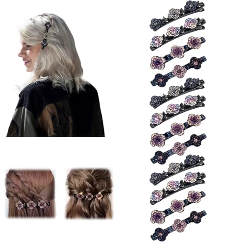 Glitzernde Kristall Stein Geflochtene Haarspangen, Strass Haarspange Kolibri Haarspange mit Kristallblume, Geflochtene mit 3 Mini-Haarspangen, Doppelschicht Mini Haarspangen für Frauen Mädchen (12PCS) Glitzernde Kristall Stein Geflochtene Haarspangen, Strass Haarspange Kolibri Haarspange mit Kristallblume, Geflochtene mit 3 Mini-Haarspangen, Doppelschicht Mini Haarspangen für Frauen Mädchen (12PCS) von HOIDOKLY