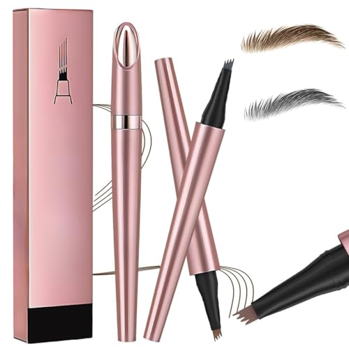 Magischer 3D-Microblading-Augenbrauenstift - Wasserfester Konturstift Mit 4 Spitzen, Präziser Und Langlebiger Brauenstift Für Natürliche Augenbrauen (Grau+Hellbraun) von HOIDOKLY