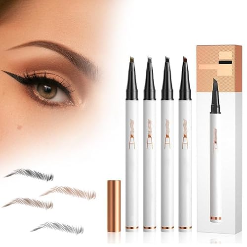 Magischer Augenbrauenstift mit 4 Gabelspitze, 2024 Neuer 3D Microblading Augenbrauenstift Make up, feiner Strich, Microblading Augenbrauenstift, Langlebiger, Wasserfester (4 STÜCK) von HOIDOKLY