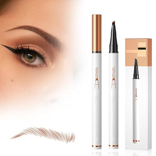 Magischer Augenbrauenstift mit 4 Gabelspitze, 2024 Neuer 3D Microblading Augenbrauenstift Make up, feiner Strich, Microblading Augenbrauenstift, Langlebiger, Wasserfester (Hellbraun) von HOIDOKLY