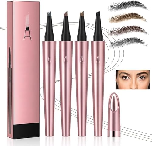 Wasserfester 3D Magischer Augenbrauenstift, 2024 Neuer Wasserfester 3D Microblading Augenbrauenstift Präziser Augenbrauenstift für Natürliche Augenbrauen mit 4 Spitzen (4Stück) von HOIDOKLY