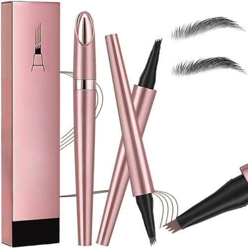 Wasserfester 3D Magischer Augenbrauenstift, 2024 Neuer Wasserfester 3D Microblading Augenbrauenstift Präziser Augenbrauenstift für Natürliche Augenbrauen mit 4 Spitzen (Schwarz+Grau) von HOIDOKLY