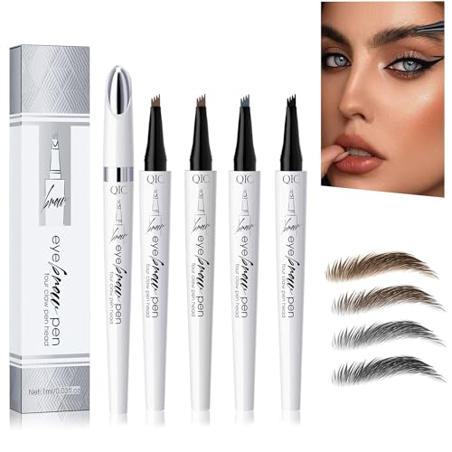 Wasserfester Augenbrauenstift mit 4 Spitzen, 2024 Neu 3D Microblading Augenbrauenstift Konturstift, Langlebiger, Natürlicher, Feiner, Magischer Augenbrauenstift (4 STÜCK) von HOIDOKLY