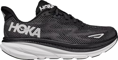 HOKA Clifton 9 Damen Performance Straßenlaufschuhe Sneaker, Schwarz/Weiß, 38 EU Weit von HOKA