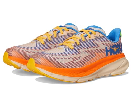 HOKA Kinder Clifton 9 Textile Synthetic Ultramarine Electric Tangerine Trainer 38 2/3 EU von HOKA