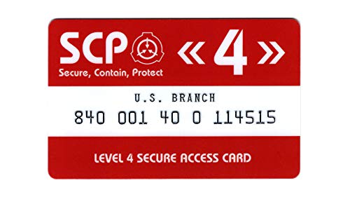 HOKUSHIN SCP Foundation Secure Access Card Level 4 U.S. Branch - Rot, Einfarbig - Für Erwachsene, Unisex - PVC-Material - Secure Access Card - Wallet von HOKUSHIN