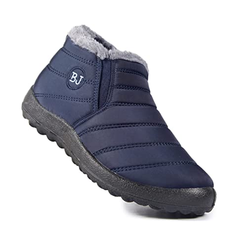 HOKUTO Boojoy Winterstiefel, wasserdichte, rutschfeste, warme, mit Fell gefütterte Schneestiefel (Blau, 42) von HOKUTO