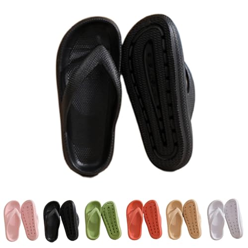 HOKUTO Cozy Slides Original Flipflop, Flip Flops Mit FußBett Damen, Slipper Damen Sommer (black, Erwachsene, 38, Numerisch (von/bis), EU Schuhgrößensystem, 39, Breit) von HOKUTO