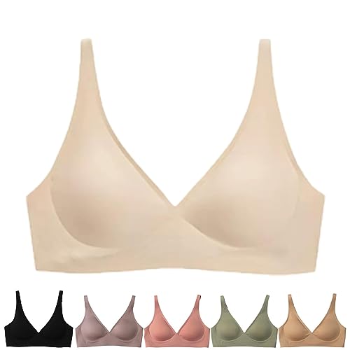 HOKUTO Himmeltragen BH, rückenfreier, kabelloser Komfort-BH mit tiefem V-Ausschnitt und Jelly-Strip-Unterstützung für Damen (Light Skin,L) von HOKUTO