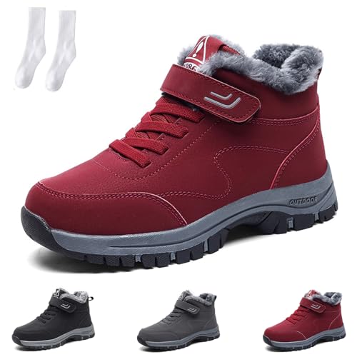 HOKUTO Orthoboots Pro - Ergonomische Winterstiefel Schmerzlindernd & Wärmend, Winter Outdoor Wasserdicht Rutschfest Schneestiefel (Rot, Erwachsene, Damen, 35, Numerisch, EU Schuhgrößensystem, M) von HOKUTO