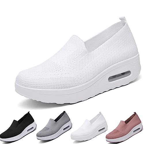 HOKUTO OrthopäDische Damenschuhe, Orthopädische Turnschuhe Für Damen, Orthopädische Damen Slip-On Walking Sneaker (Weiß, Erwachsene, 38, Numerisch, EU Schuhgrößensystem, Breit) von HOKUTO