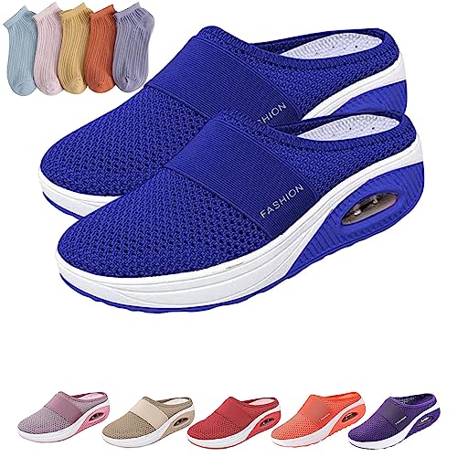 HOKUTO Orthopädische Schuhe Damen Pantoletten Hausschuhe Diabetiker Air Cushion Hausschuhe (Königsblau, adult, women, numeric_37, numeric, eu_footwear_size_system, medium) von HOKUTO