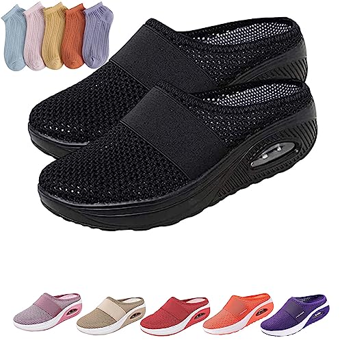 HOKUTO Orthopädische Schuhe Damen Pantoletten Hausschuhe Diabetiker Air Cushion Hausschuhe (Schwarz, adult, women, numeric_36, numeric, eu_footwear_size_system, medium) von HOKUTO