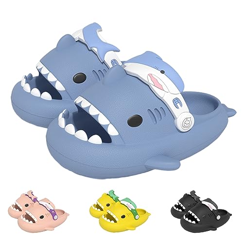 HOKUTO Hai-Rutschen FüR Kinder, Shark Slides HaifischzäHne Rutschfeste Sohle Slides Kinder Strand Hausschuhe (H, toddler, numeric_27, numeric_range, eu_footwear_size_system, numeric_28, medium) von HOKUTO