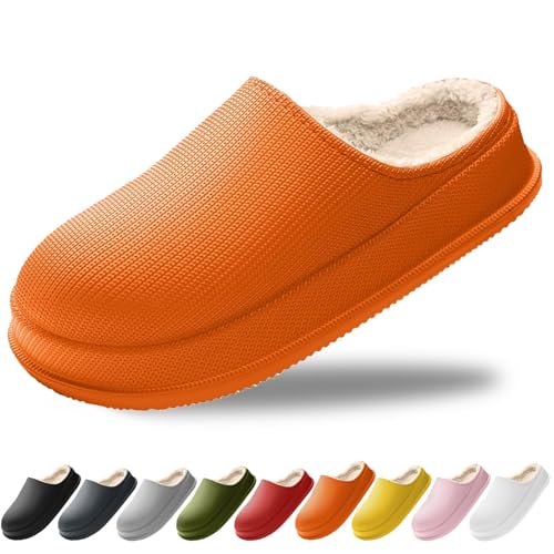 Hausschuhe Damen Herren Winter, Schlappis Wolken Damen Original Winter, Rutschfeste Leichte EVA Schlappen Winter (Orange, Erwachsene, Damen, 36, Numerisch (von/bis), EU Schuhgrößensystem, 37, M) von HOKUTO