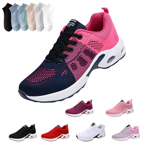 Hokuto Aynosa OrthoWalk für schmerzfreie Füße, mit Fußgewölbeunterstützung Leichte Damen Laufschuhe mit Luftkissen Atmungsaktivem Mesh (Rose red,38) von HOKUTO