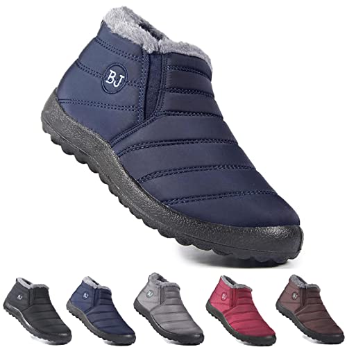 Hokuto Boojoy Winterstiefel Wasserdicht Rutschfest Warm Fell Gefüttert Schneestiefel, blau, 40/41.5 EU von HOKUTO