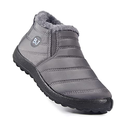 Hokuto Boojoy Winterstiefel Wasserdicht Rutschfest Warm Fell Gefüttert Schneestiefel, grau, 38 2/3 EU von HOKUTO