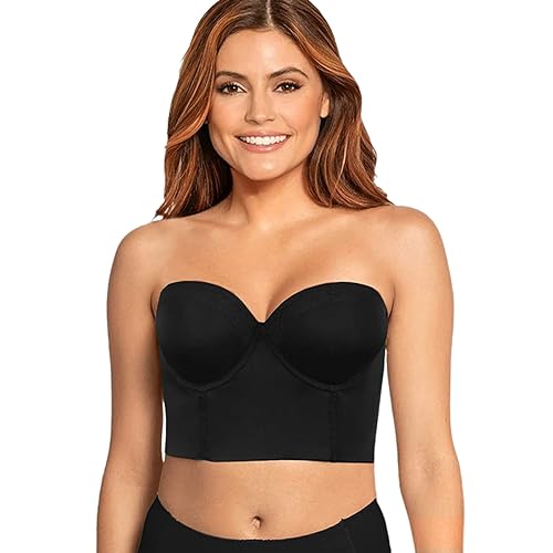 Hokuto LuciLift - Low Back Strapless Bra, lucilift Strapless Bra Flexible Underwire Bra with Front Removable Straps Push Up Bra (Black,36/80B) von HOKUTO