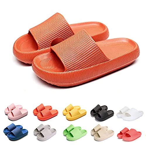 Hokuto Pummy Hausschuhe, Cozy Slides Original Cloud Slippers Schlappen Damen Badelatschen Herren (Orange, adult, women, numeric_44, numeric_range, eu_footwear_size_system, numeric_45, wide) von HOKUTO