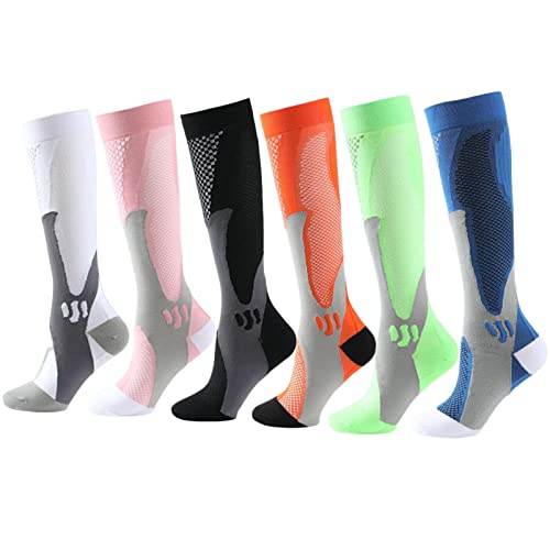 Minasa Kompressionsstrümpfe Damen Herren Lange Stützstrümpfe Abgestufte Laufsocken (as3, alpha, xx_l, regular, regular, 6 Stück) von HOKUTO