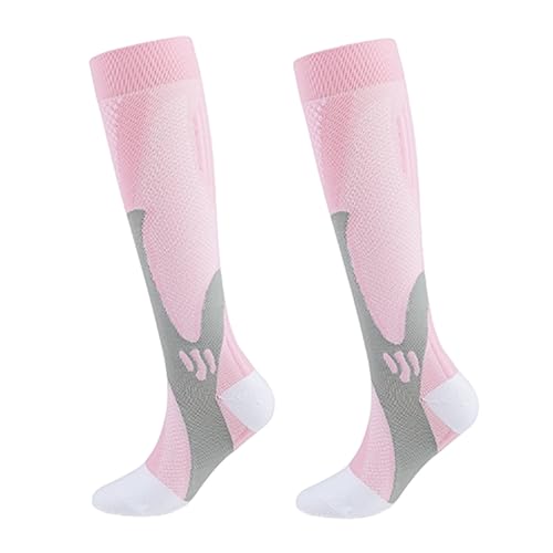 Minasa Kompressionsstrümpfe für Damen und Herren, Stützstrümpfe mit Elastisch Geeignet für Sport, Reisen, Fitness (as3, alpha, s, m, regular, regular, 2 Paar-Pink) von HOKUTO